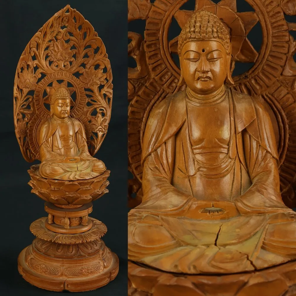 Wooden statue budhu Amida Nyorai 阿弥陀如来 (Amitābha) 29 cm – Japonsko