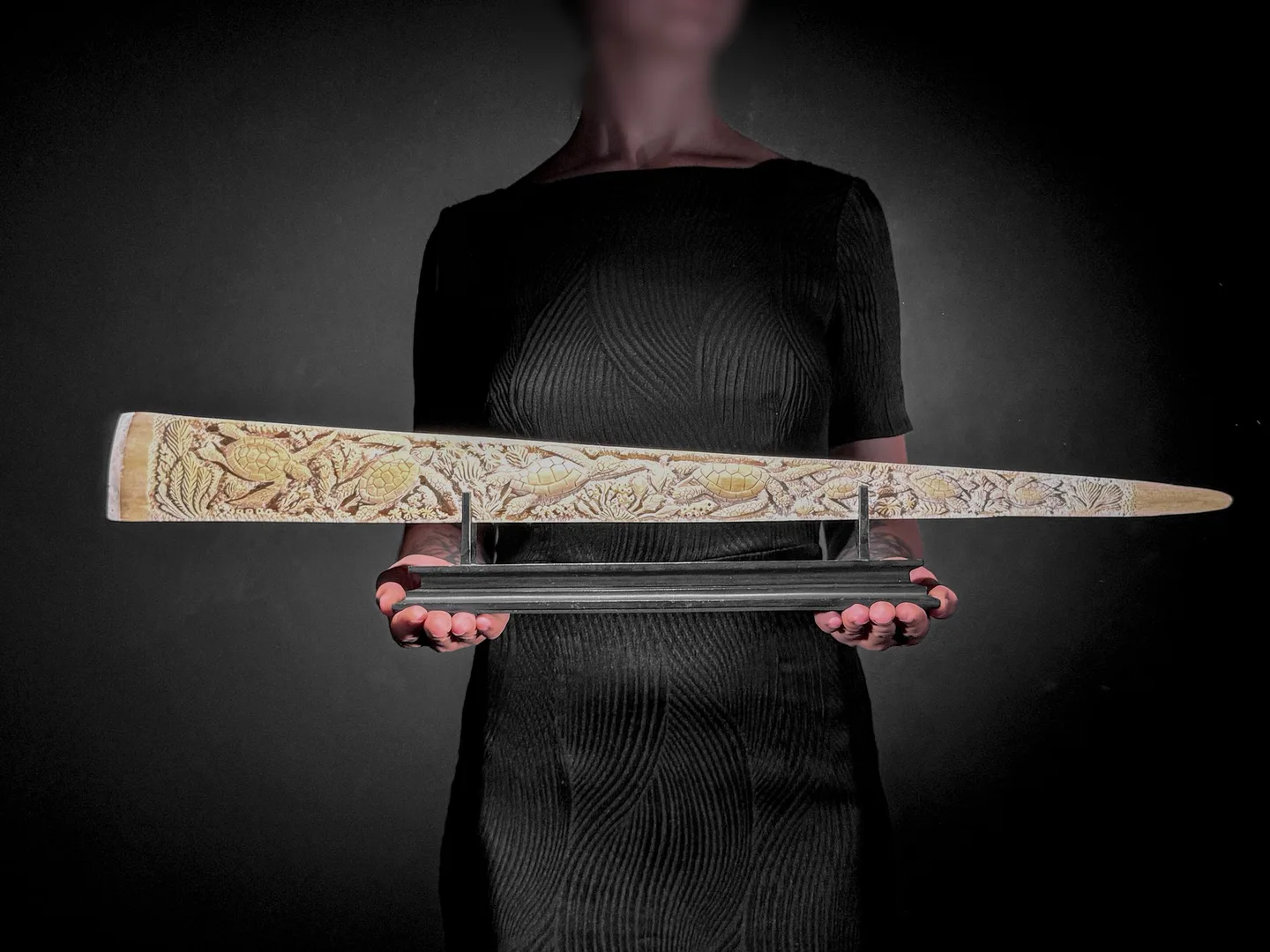 Real by hand carved Nos/tusk Swordfish/Swordfish/Marlin/Swordfish with a motif of sea turtles na wooden stojane (72