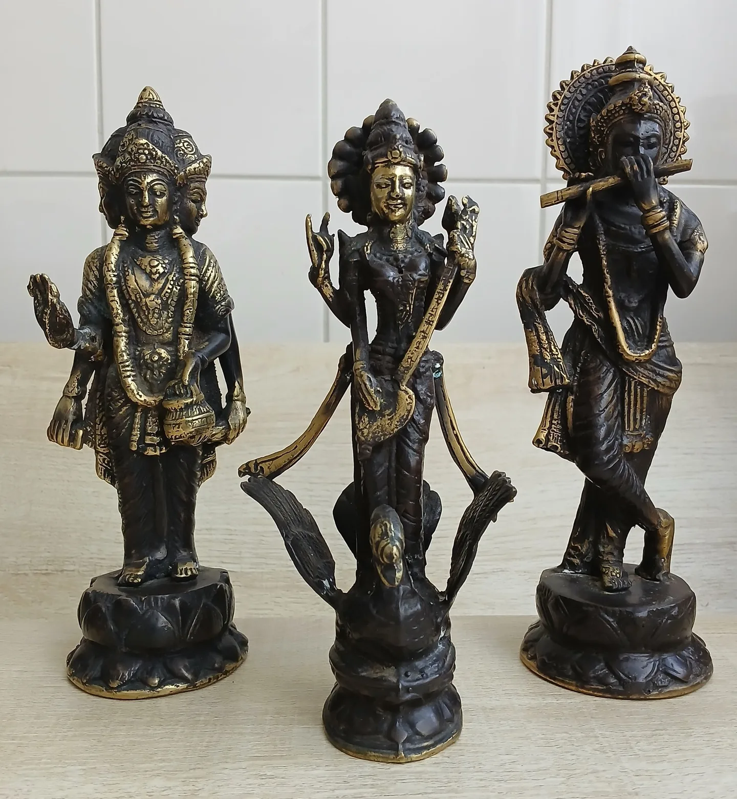 By hand made set troch bronze Hindu deities